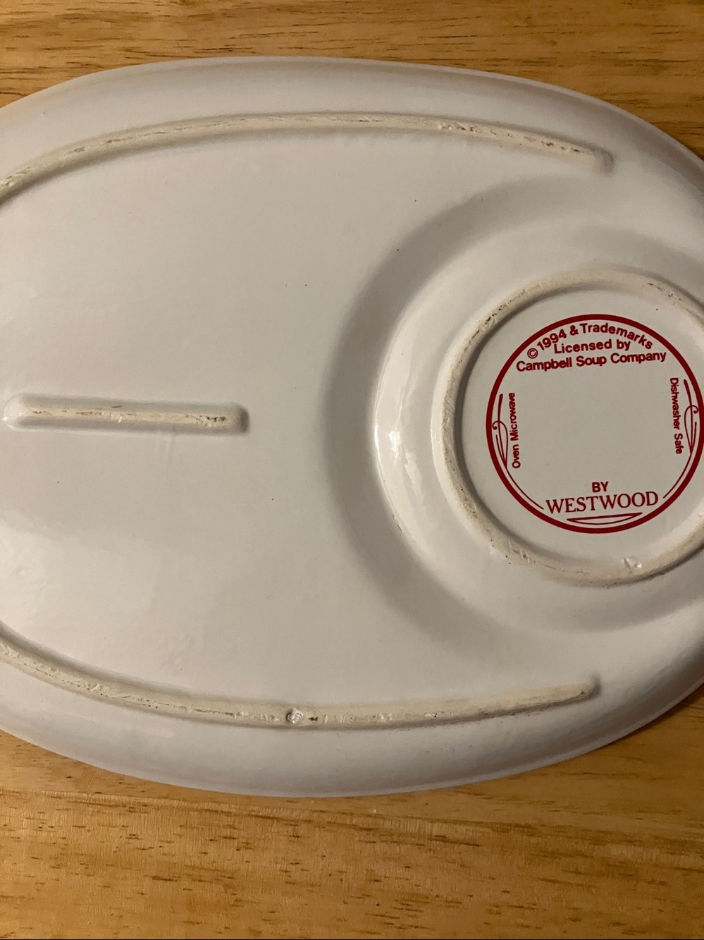 Westwood Campbell's Ceramic Serving Platter - White with Red Trim - Picture 9 of 10